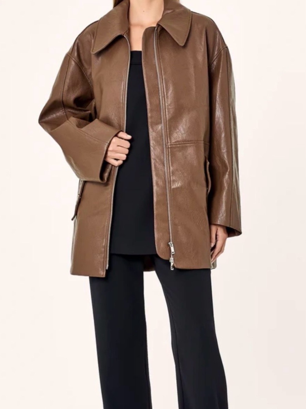 NICHOLAS Faux Leather Oversized Jacket